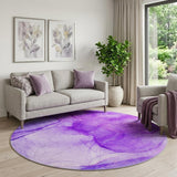 8' Purple And Blue Abstract Shag Washable Round Rug With UV Protection - HomeRoots - Flyclothing LLC
