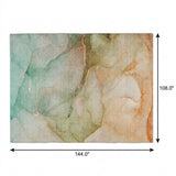 9' X 12' Teal And Orange Abstract Shag Washable Area Rug With UV Protection - HomeRoots - Flyclothing LLC