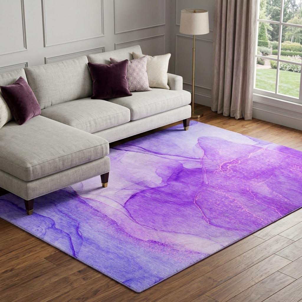 8' X 10' Purple And Blue Abstract Shag Washable Area Rug With UV Protection - HomeRoots - Flyclothing LLC