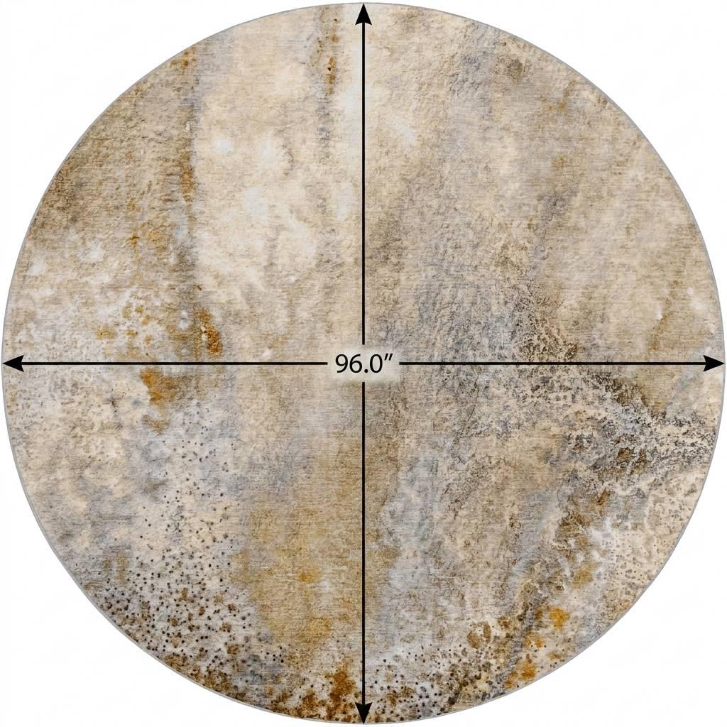 8' Brown And Beige Abstract Shag Washable Round Rug With UV Protection - HomeRoots - Flyclothing LLC