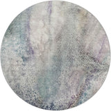 8' Ivory And Purple Abstract Shag Washable Round Rug With UV Protection - HomeRoots - Flyclothing LLC