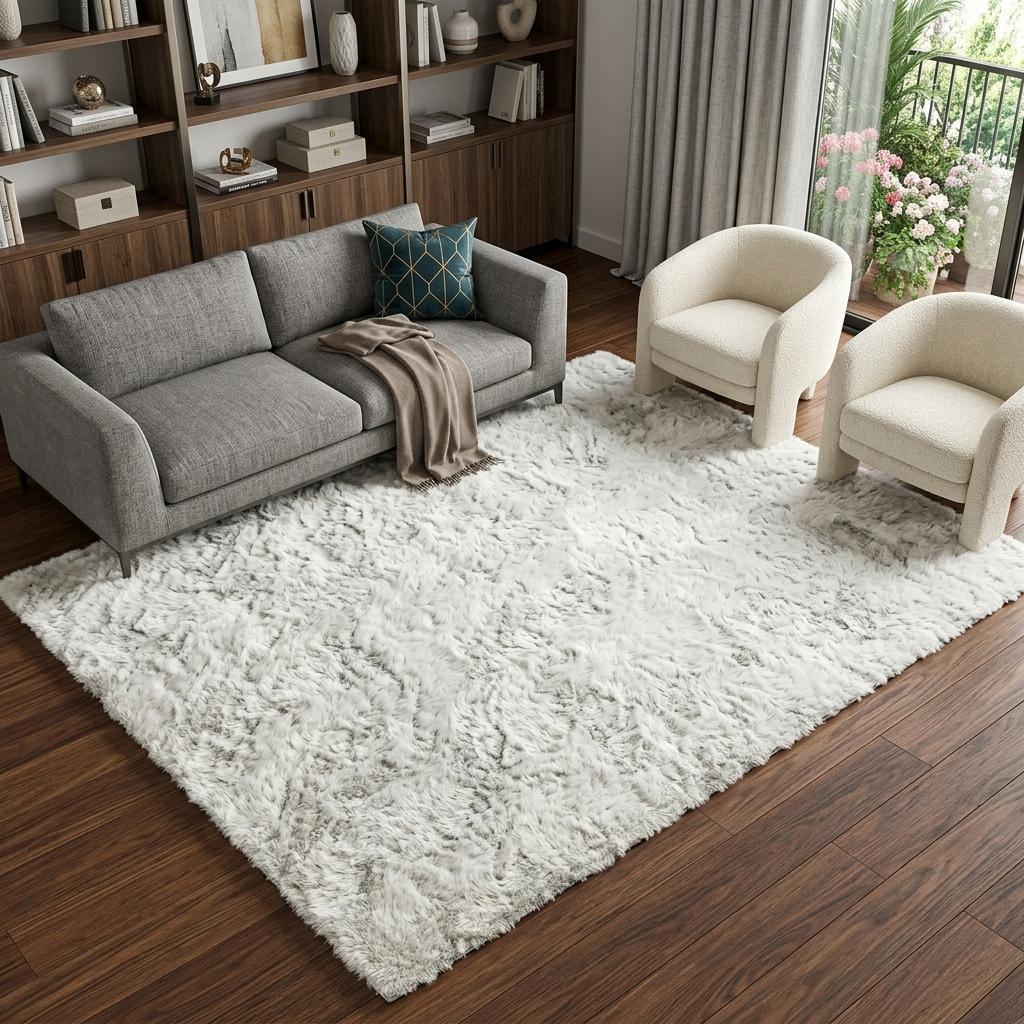 9' X 12' Ivory And Purple Abstract Shag Washable Area Rug With UV Protection - HomeRoots - Flyclothing LLC