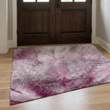 3' X 5' Pink And Blush Abstract Shag Washable Area Rug With UV Protection - HomeRoots - Flyclothing LLC