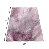 5' X 8' Pink And Blush Abstract Shag Washable Area Rug With UV Protection - HomeRoots - Flyclothing LLC