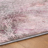 8' Pink And Blush Abstract Shag Washable Round Rug With UV Protection - HomeRoots - Flyclothing LLC