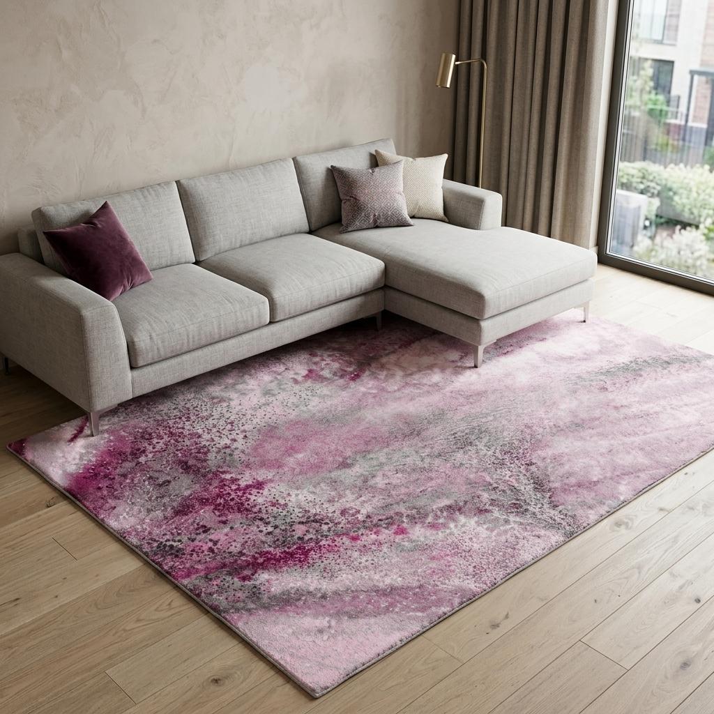10' X 14' Pink And Blush Abstract Shag Washable Area Rug With UV Protection - HomeRoots - Flyclothing LLC
