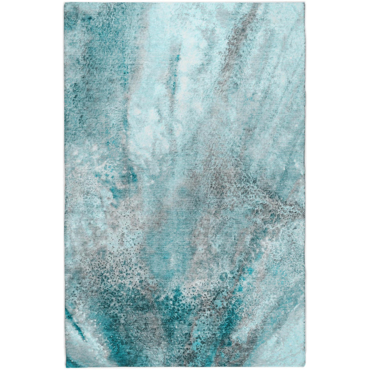 3' X 5' Teal And Turquoise Abstract Shag Washable Area Rug With UV Protection - HomeRoots - Flyclothing LLC