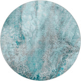 8' Teal And Turquoise Abstract Shag Washable Round Rug With UV Protection - HomeRoots - Flyclothing LLC