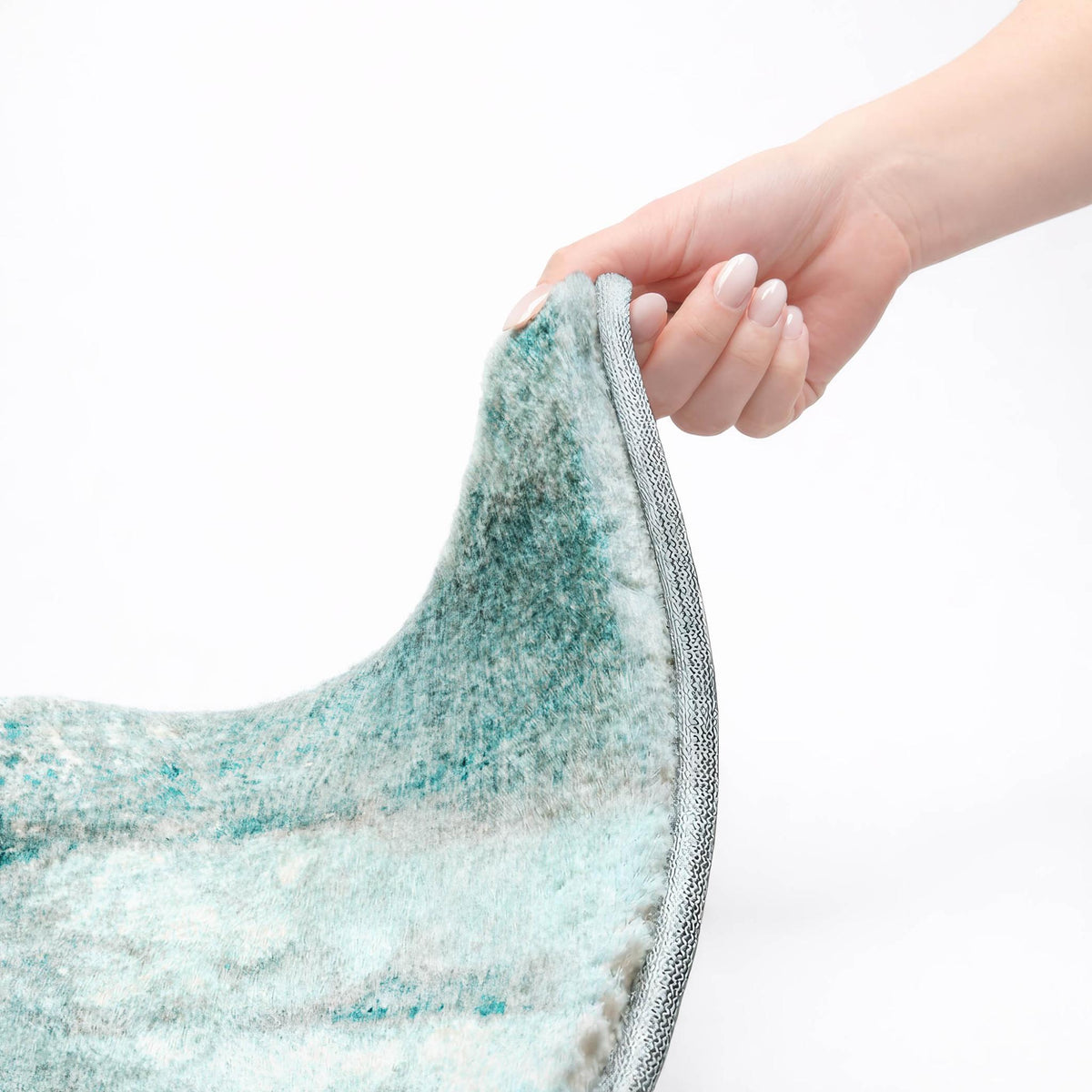 8' Teal And Turquoise Abstract Shag Washable Round Rug With UV Protection - HomeRoots - Flyclothing LLC