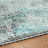 8' Teal And Turquoise Abstract Shag Washable Round Rug With UV Protection - HomeRoots - Flyclothing LLC