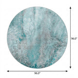 8' Teal And Turquoise Abstract Shag Washable Round Rug With UV Protection - HomeRoots - Flyclothing LLC