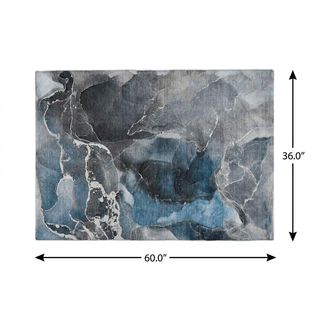 3' X 5' Blue And Gray Abstract Shag Washable Area Rug With UV Protection - HomeRoots - Flyclothing LLC