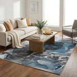 5' X 8' Blue And Gray Abstract Shag Washable Area Rug With UV Protection - HomeRoots - Flyclothing LLC