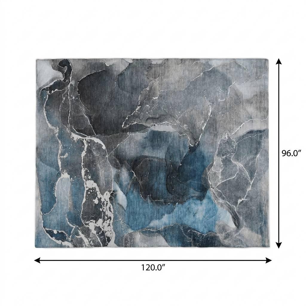 8' X 10' Blue And Gray Abstract Shag Washable Area Rug With UV Protection - HomeRoots - Flyclothing LLC