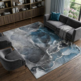 9' X 12' Blue And Gray Abstract Shag Washable Area Rug With UV Protection - HomeRoots - Flyclothing LLC