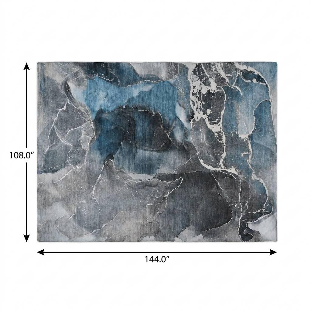 9' X 12' Blue And Gray Abstract Shag Washable Area Rug With UV Protection - HomeRoots - Flyclothing LLC