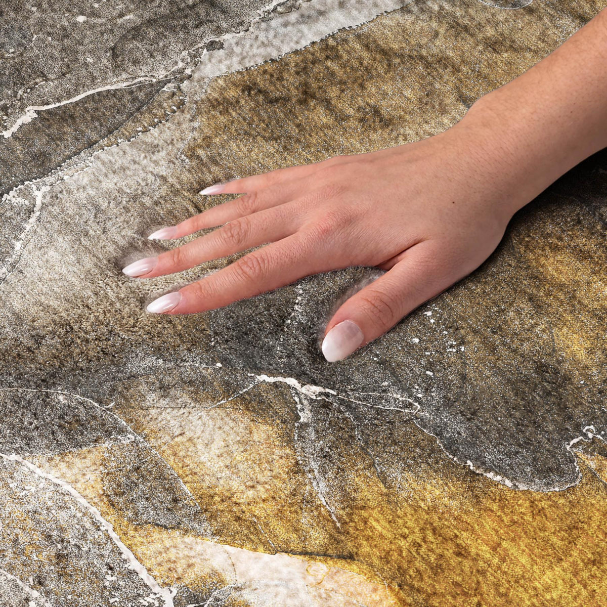 8' Brown And Taupe Abstract Shag Washable Round Rug With UV Protection - HomeRoots - Flyclothing LLC