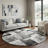 8' Brown And Taupe Abstract Shag Washable Round Rug With UV Protection - HomeRoots - Flyclothing LLC