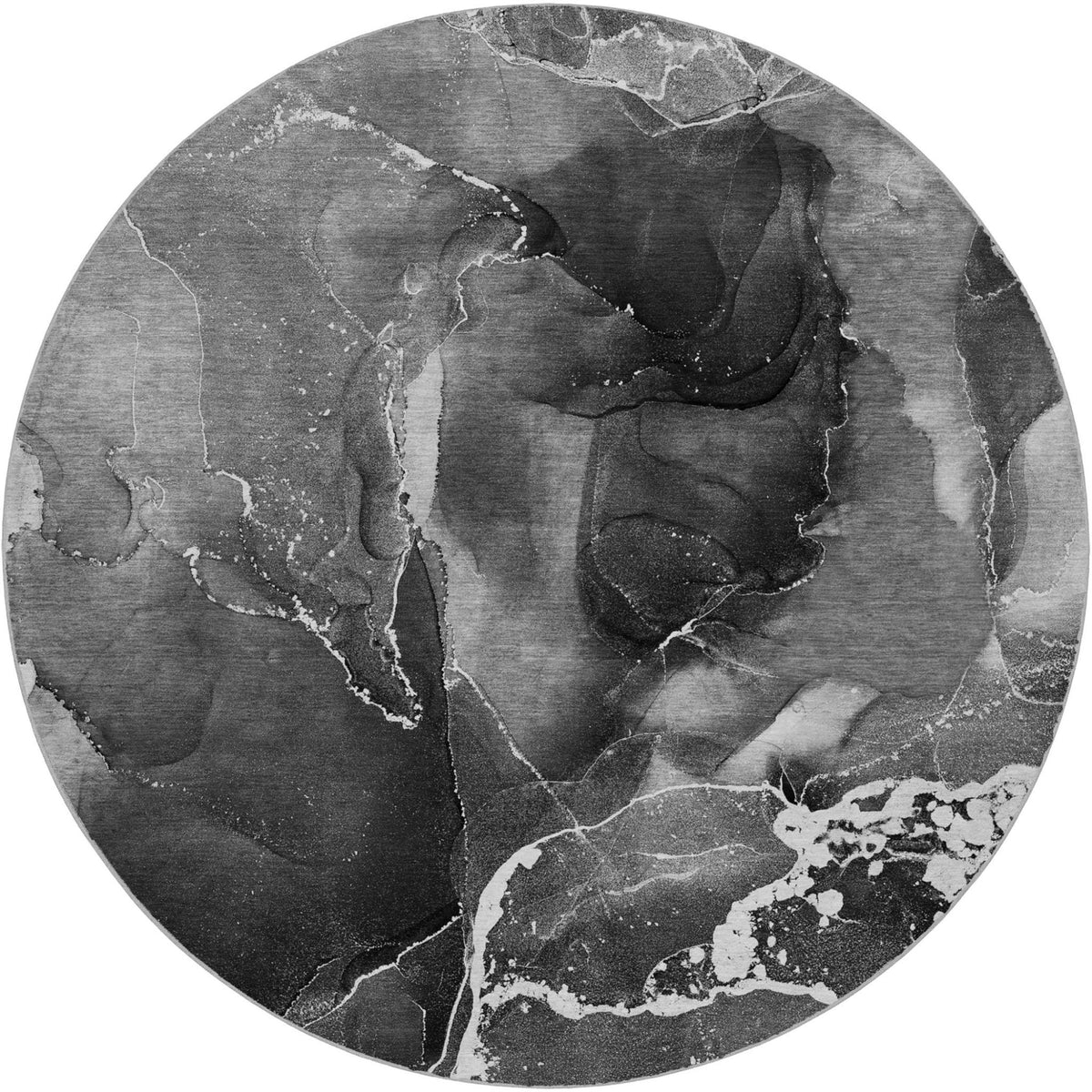 8' Gray And Charcoal Abstract Shag Washable Round Rug With UV Protection - HomeRoots - Flyclothing LLC