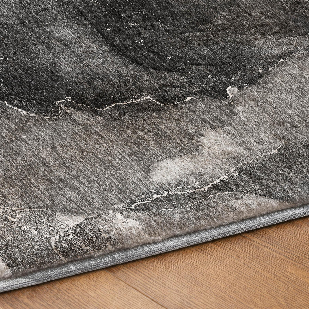 8' Gray And Charcoal Abstract Shag Washable Round Rug With UV Protection - HomeRoots - Flyclothing LLC