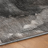 8' Gray And Charcoal Abstract Shag Washable Round Rug With UV Protection - HomeRoots - Flyclothing LLC