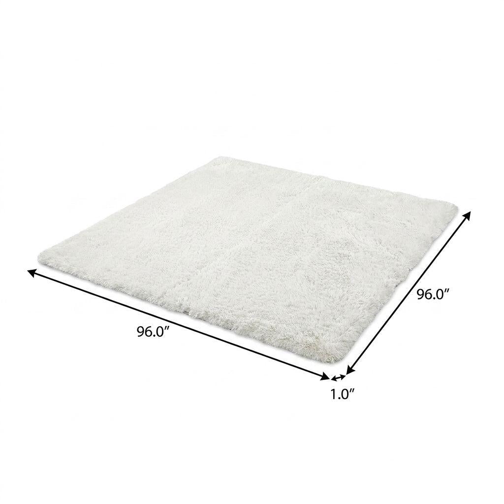 8' Gray And Charcoal Abstract Shag Washable Round Rug With UV Protection - HomeRoots - Flyclothing LLC