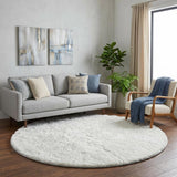 8' Gray And Charcoal Abstract Shag Washable Round Rug With UV Protection - HomeRoots - Flyclothing LLC