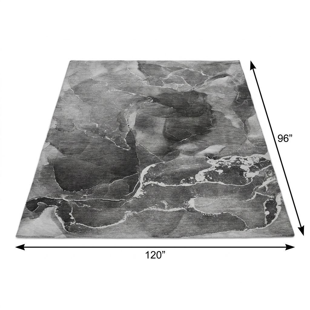 8' X 10' Gray And Charcoal Abstract Shag Washable Area Rug With UV Protection - HomeRoots - Flyclothing LLC