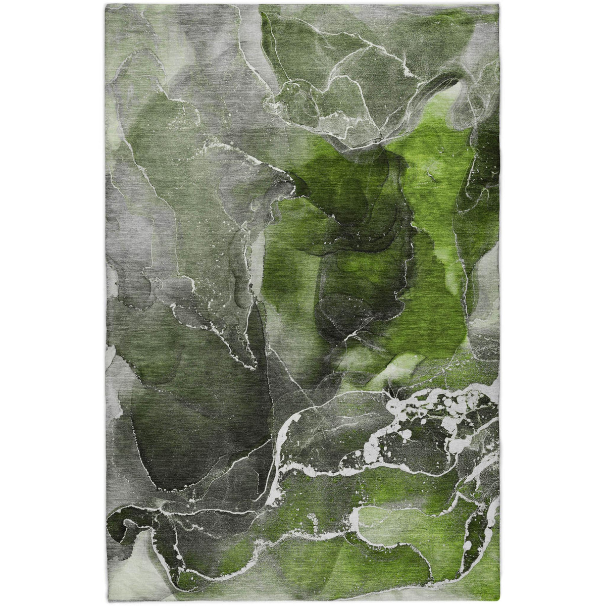 3' X 5' Green And Gray Abstract Shag Washable Area Rug With UV Protection - HomeRoots - Flyclothing LLC