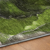 8' Green And Gray Abstract Shag Washable Round Rug With UV Protection - HomeRoots - Flyclothing LLC
