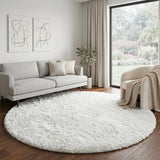 8' Green And Gray Abstract Shag Washable Round Rug With UV Protection - HomeRoots - Flyclothing LLC