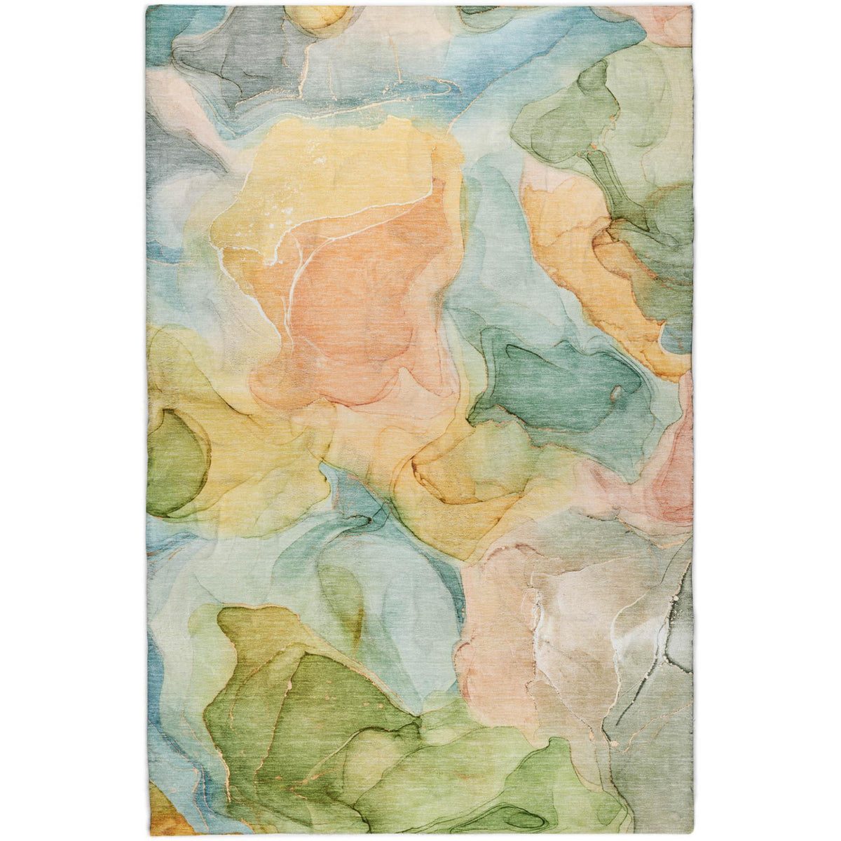 5' X 8' Blue And Teal Abstract Shag Washable Area Rug With UV Protection - HomeRoots - Flyclothing LLC