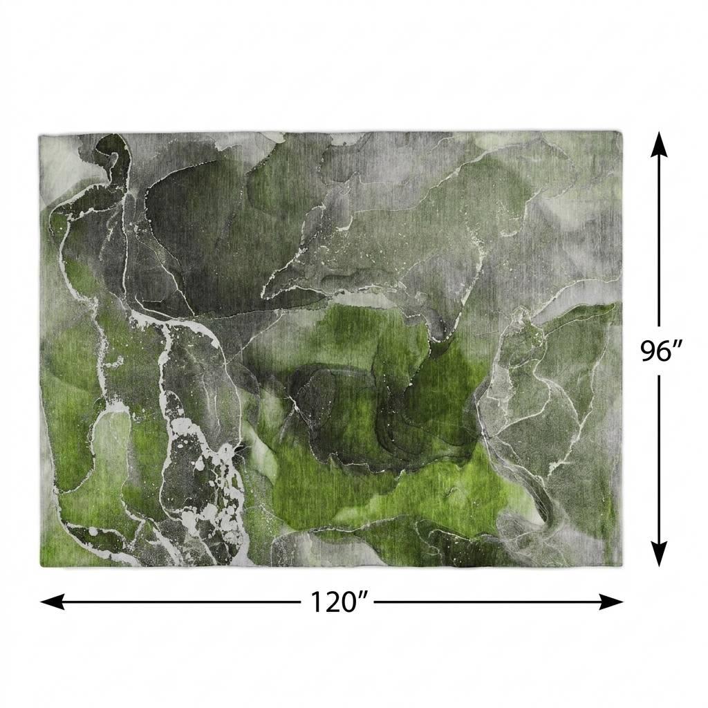8' X 10' Green And Gray Abstract Shag Washable Area Rug With UV Protection - HomeRoots - Flyclothing LLC