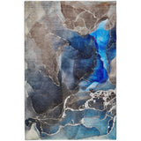 3' X 5' Navy Blue And Brown Abstract Shag Washable Area Rug With UV Protection - HomeRoots - Flyclothing LLC