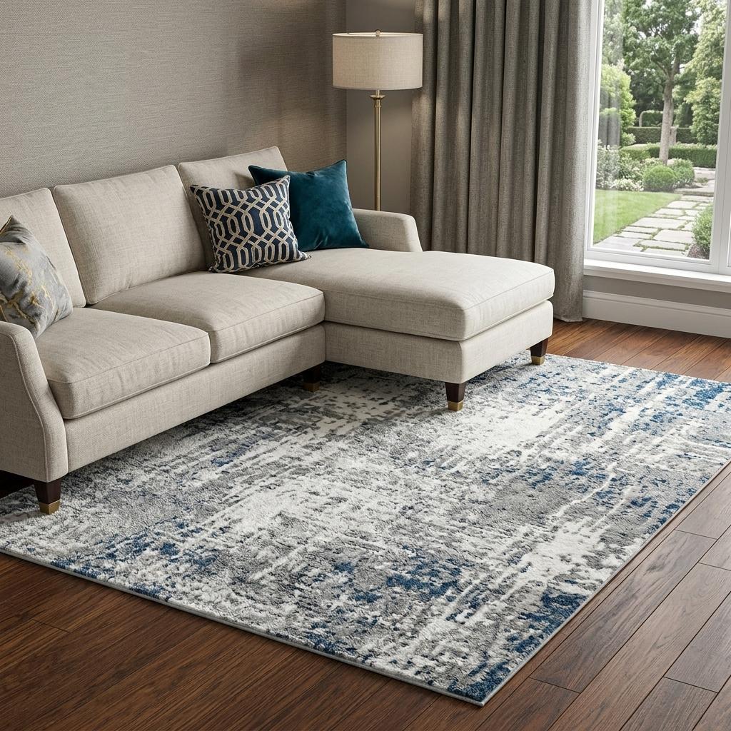 10' X 14' Blue And Teal Abstract Shag Washable Area Rug With UV Protection - HomeRoots - Flyclothing LLC