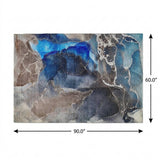 5' X 8' Navy Blue And Brown Abstract Shag Washable Area Rug With UV Protection - HomeRoots - Flyclothing LLC