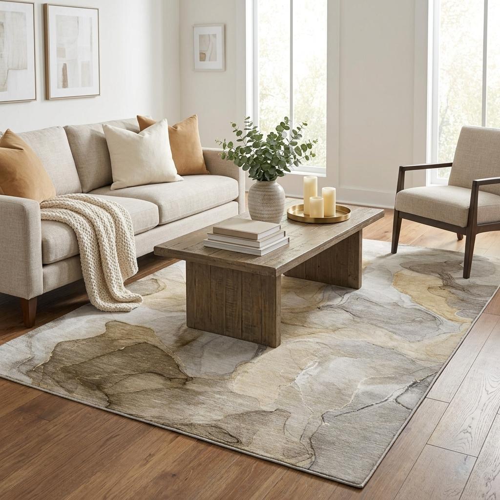 5' X 8' Brown And Taupe Abstract Shag Washable Area Rug With UV Protection - HomeRoots - Flyclothing LLC