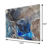 8' X 10' Navy Blue And Brown Abstract Shag Washable Area Rug With UV Protection - HomeRoots - Flyclothing LLC