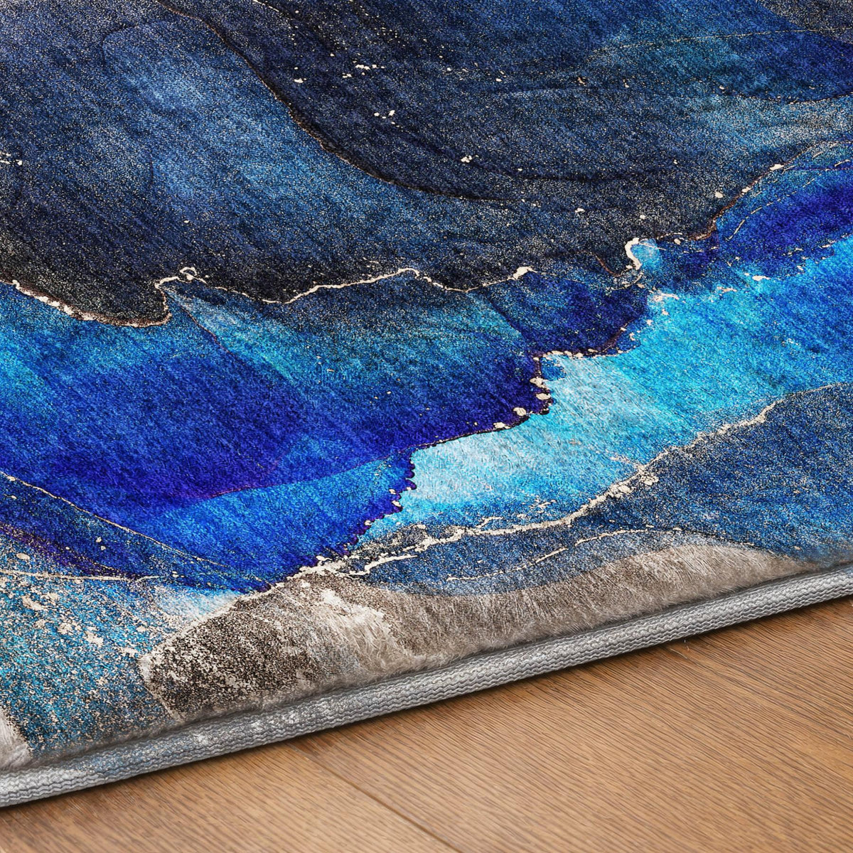 8' X 10' Navy Blue And Brown Abstract Shag Washable Area Rug With UV Protection - HomeRoots - Flyclothing LLC