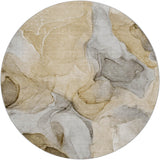 8' Brown And Taupe Abstract Shag Washable Round Rug With UV Protection - HomeRoots - Flyclothing LLC