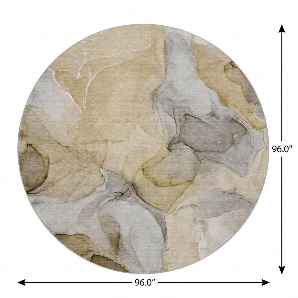 8' Brown And Taupe Abstract Shag Washable Round Rug With UV Protection - HomeRoots - Flyclothing LLC