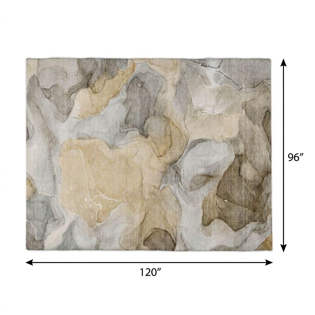 8' X 10' Brown And Taupe Abstract Shag Washable Area Rug With UV Protection - HomeRoots - Flyclothing LLC