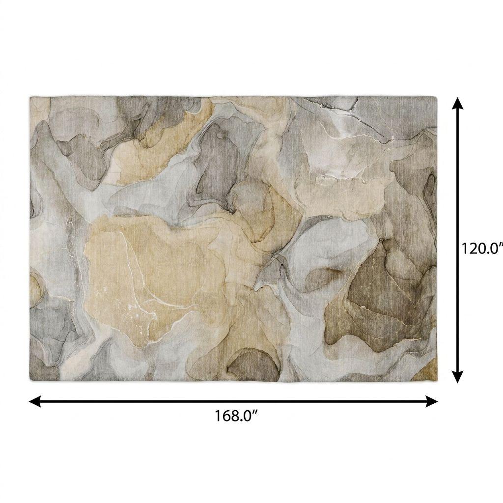 10' X 14' Brown And Taupe Abstract Shag Washable Area Rug With UV Protection - HomeRoots - Flyclothing LLC