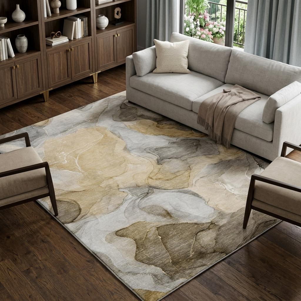 10' X 14' Brown And Taupe Abstract Shag Washable Area Rug With UV Protection - HomeRoots - Flyclothing LLC