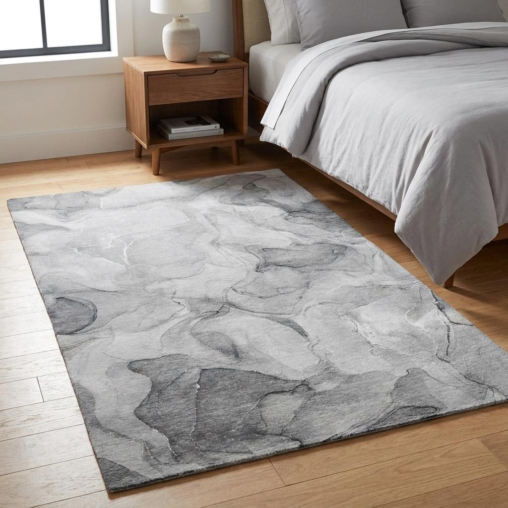 3' X 5' Gray And Charcoal Abstract Shag Washable Area Rug With UV Protection - HomeRoots - Flyclothing LLC