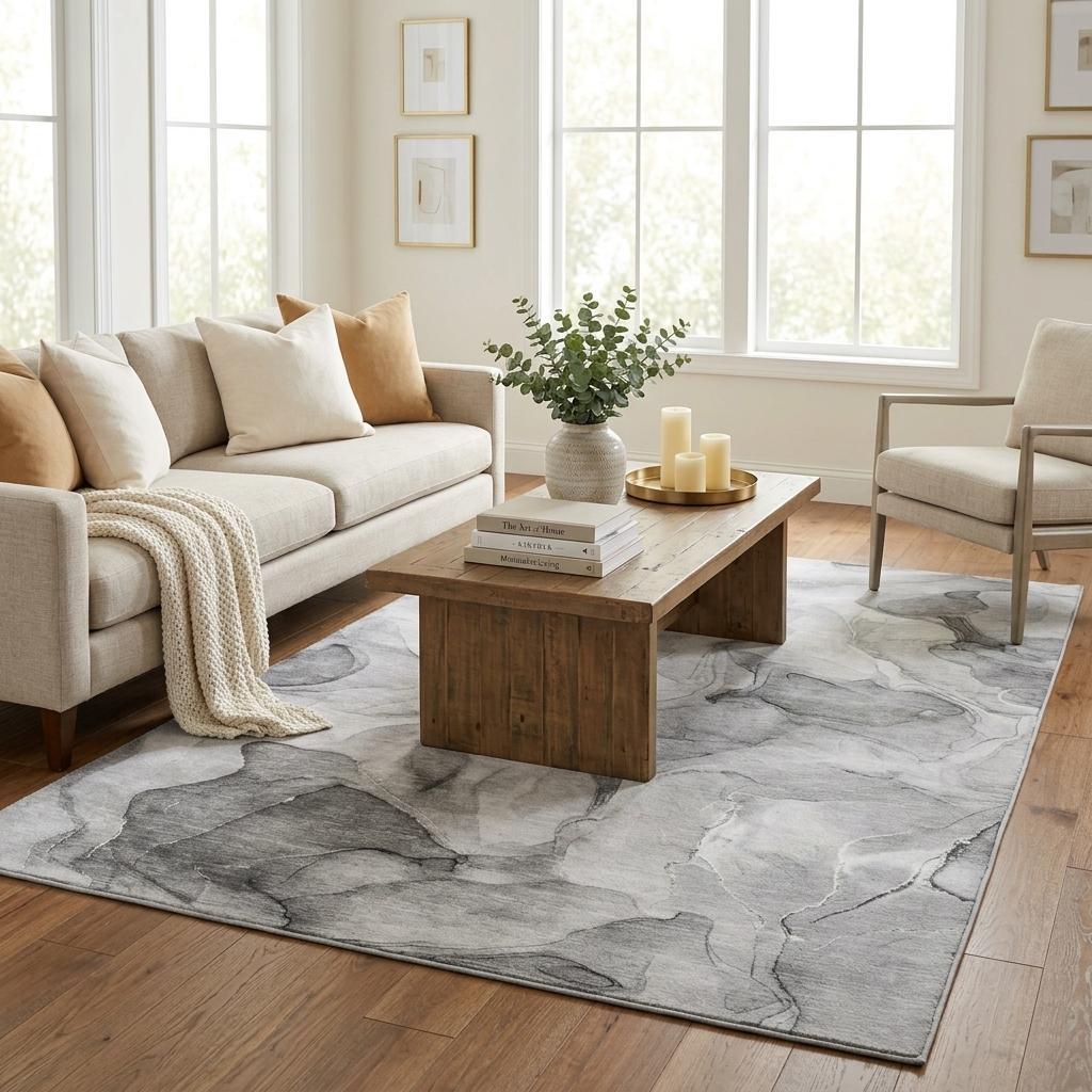 5' X 8' Gray And Charcoal Abstract Shag Washable Area Rug With UV Protection - HomeRoots - Flyclothing LLC