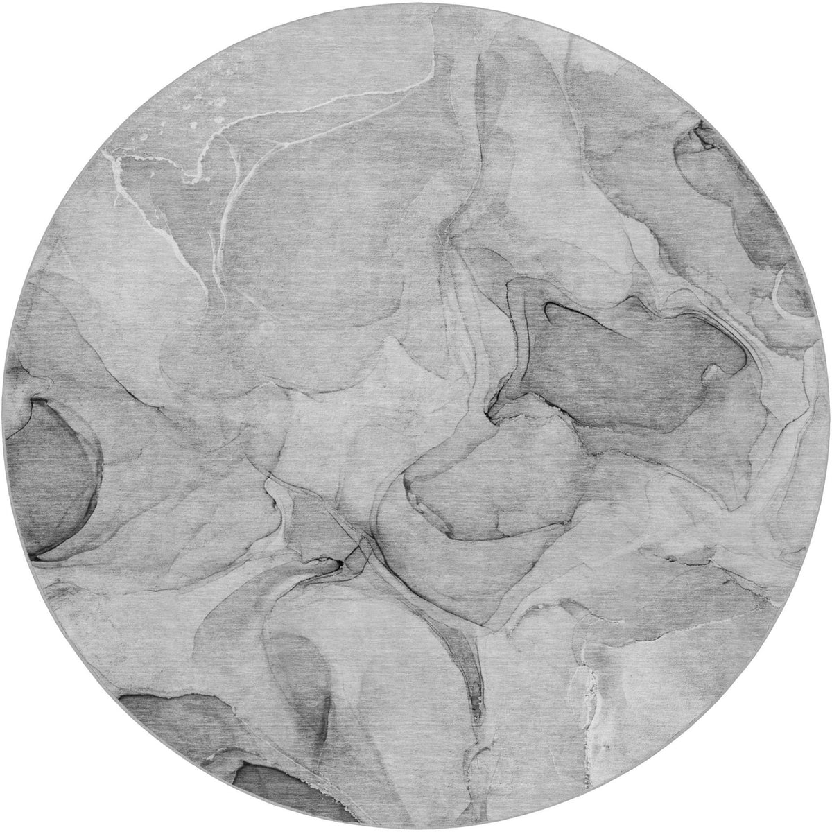 8' Gray And Charcoal Abstract Shag Washable Round Rug With UV Protection - HomeRoots - Flyclothing LLC