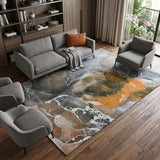 9' X 12' Orange And Brown Abstract Shag Washable Area Rug With UV Protection - HomeRoots - Flyclothing LLC