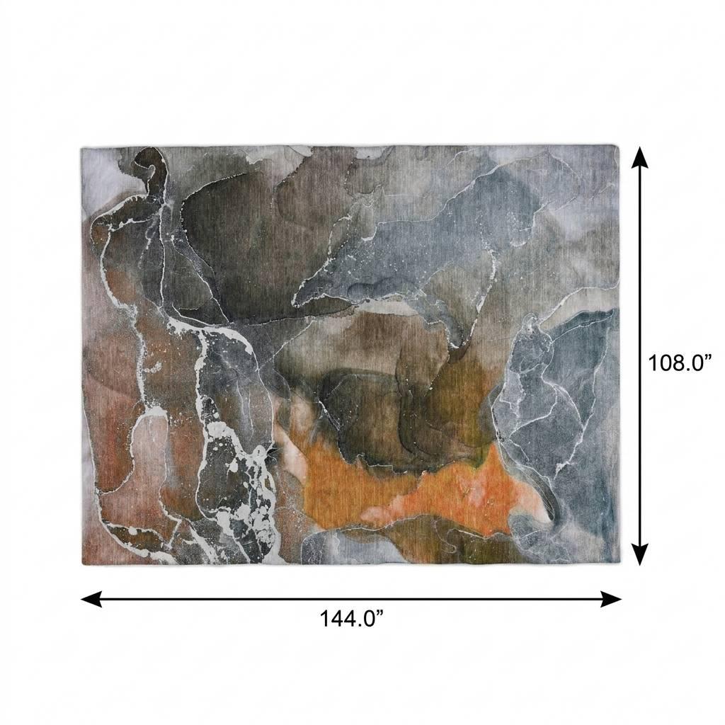 9' X 12' Orange And Brown Abstract Shag Washable Area Rug With UV Protection - HomeRoots - Flyclothing LLC