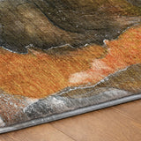 10' X 14' Orange And Brown Abstract Shag Washable Area Rug With UV Protection - HomeRoots - Flyclothing LLC